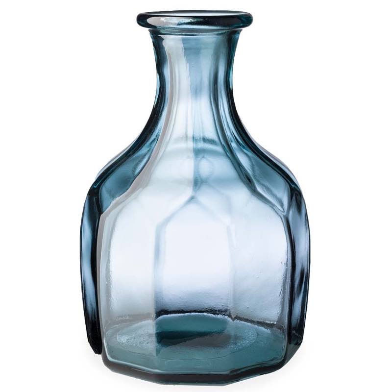 Zeta Geometric Recycled Glass Vase - Smoky Blue